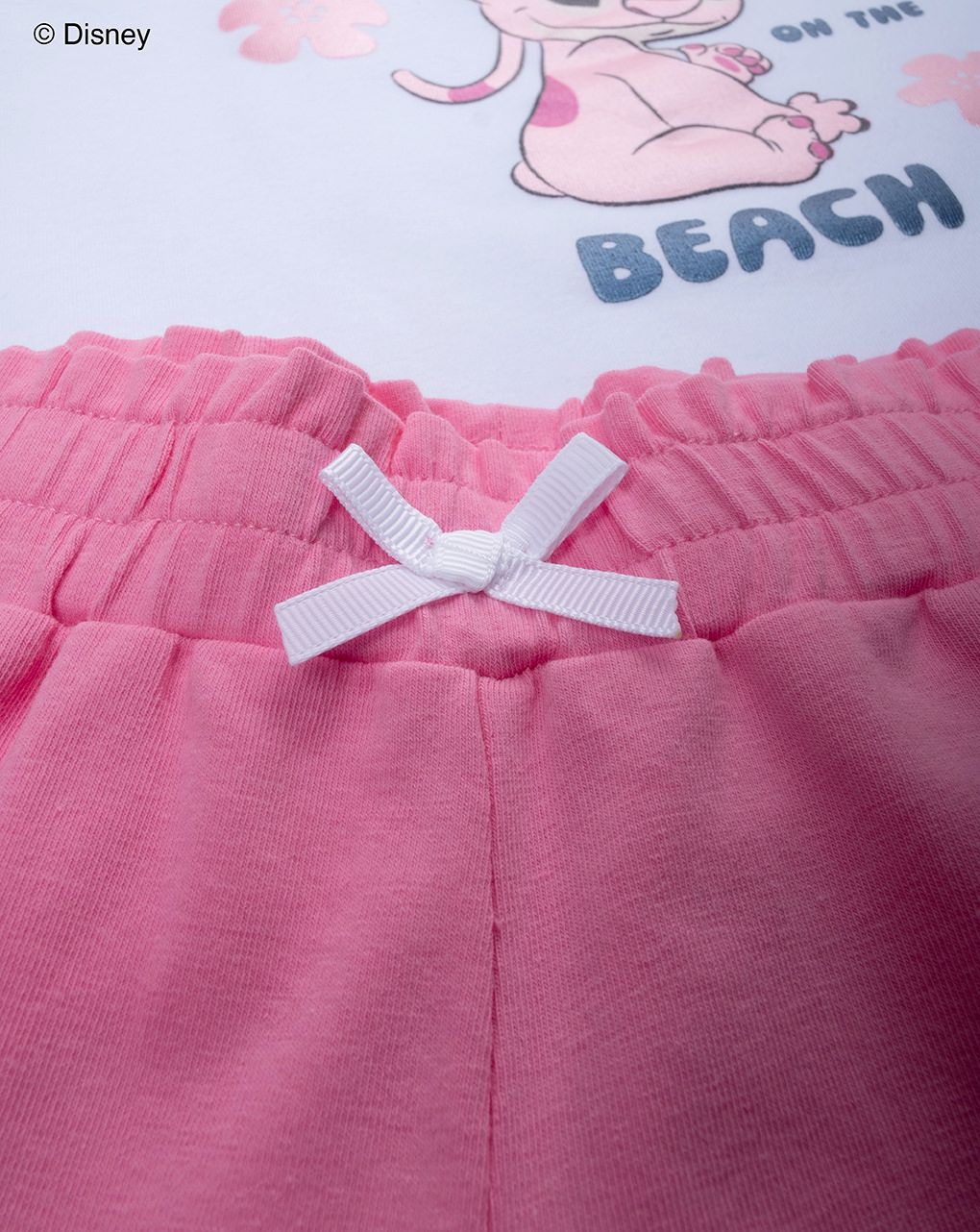 Completo bimba bianco/rosa stitch