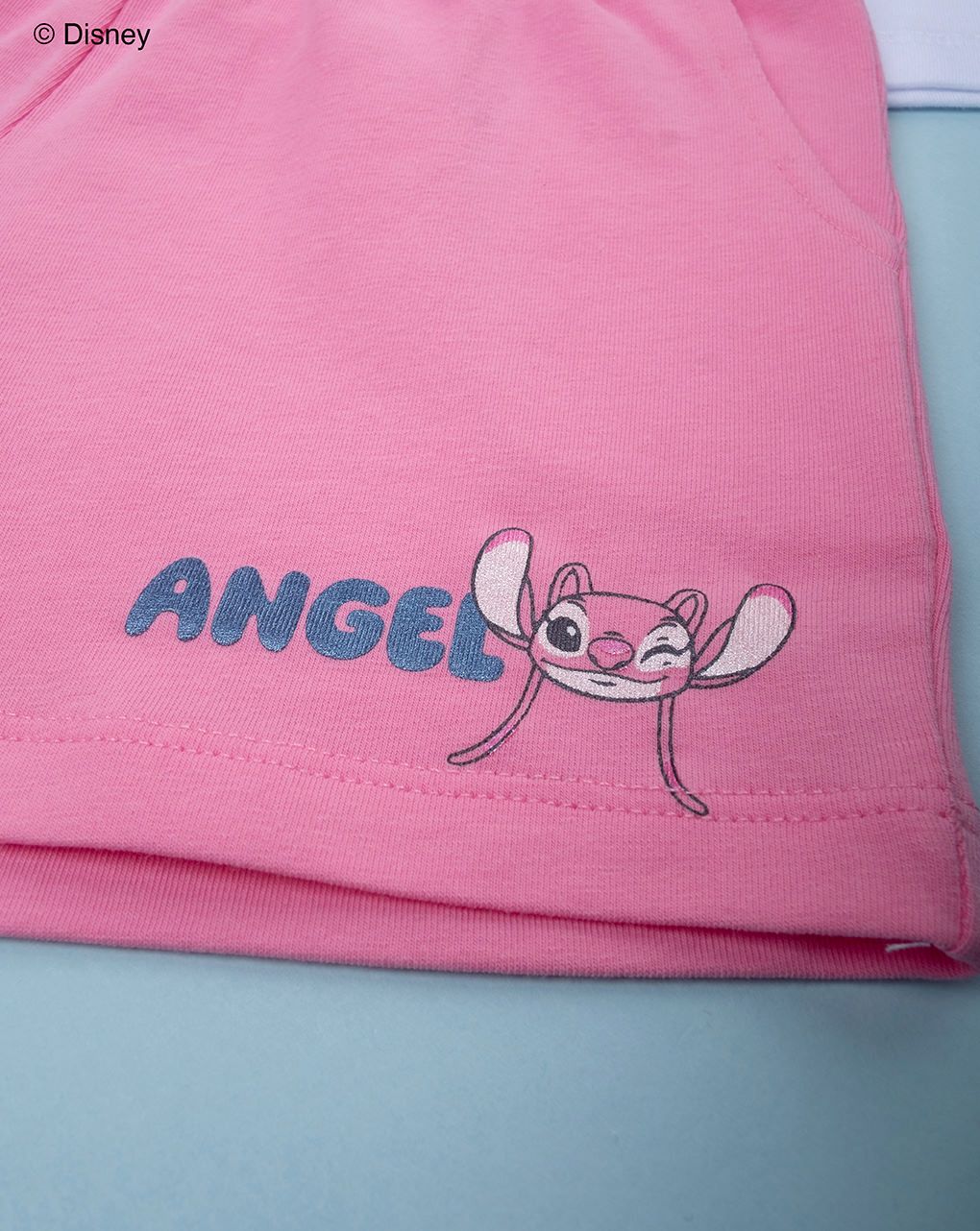 Completo bimba bianco/rosa stitch