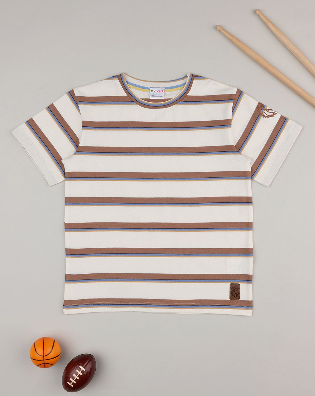 T-shirt bimbo rigata marrone