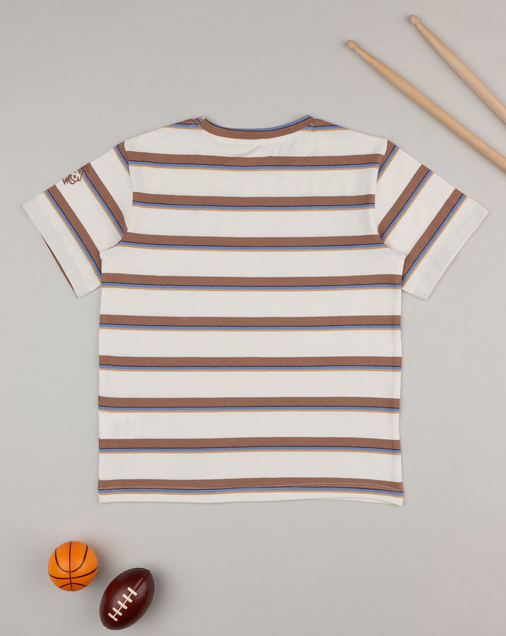 T-shirt bimbo rigata marrone