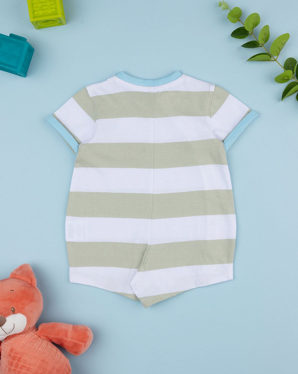 Tutina bimbo righe verdi con stampa