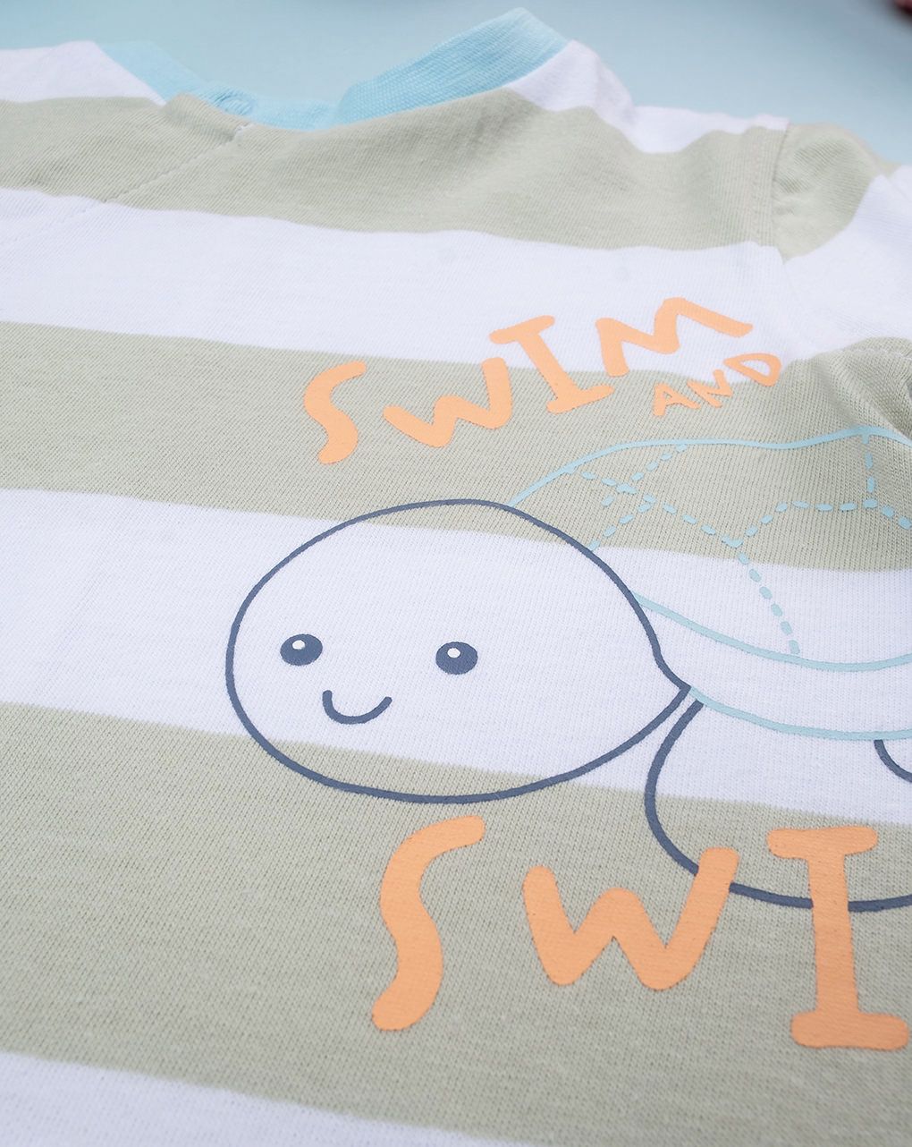 Tutina bimbo righe verdi con stampa