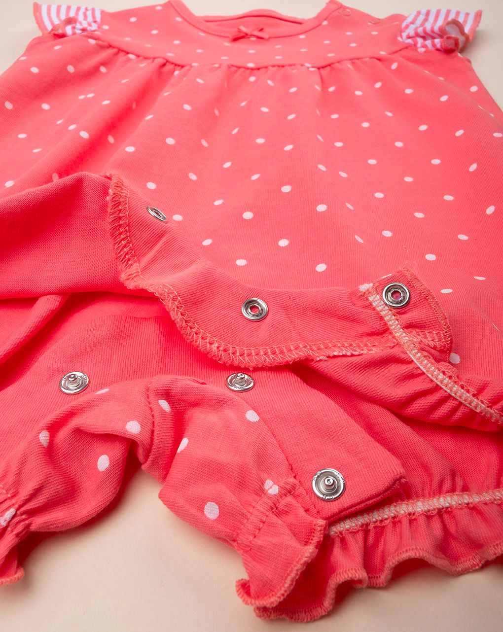Pagliaccetto bimba corallo pois