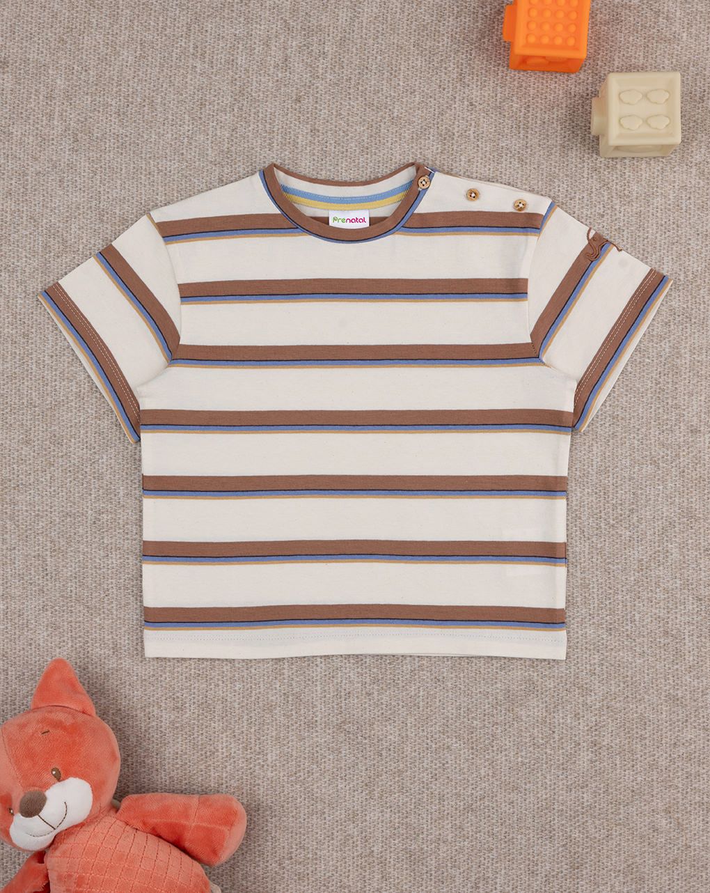 T-shirt bimbo mezza manica righe marroni