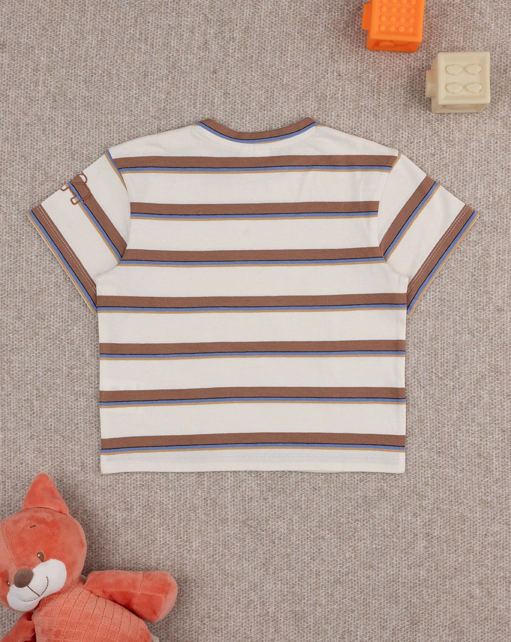 T-shirt bimbo mezza manica righe marroni