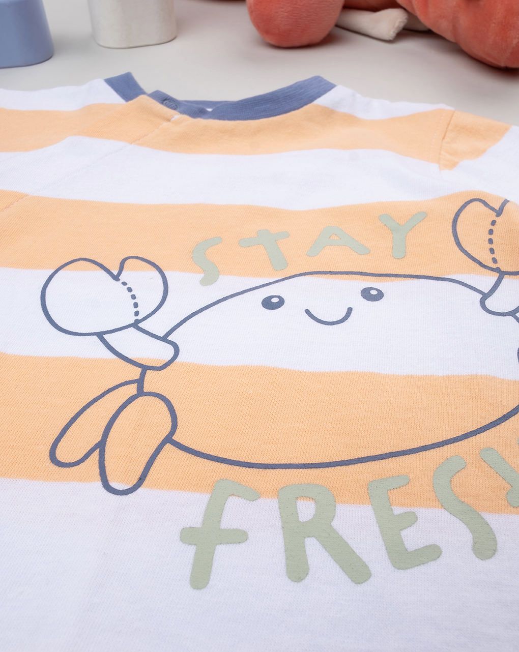 Tutina bimbo righe arancioni con stampa