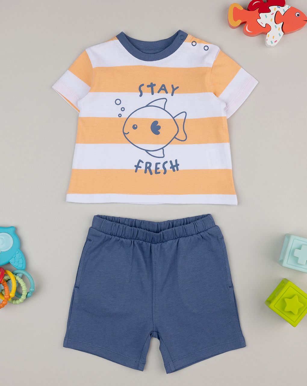 Completo bimbo blu/arancione stampa