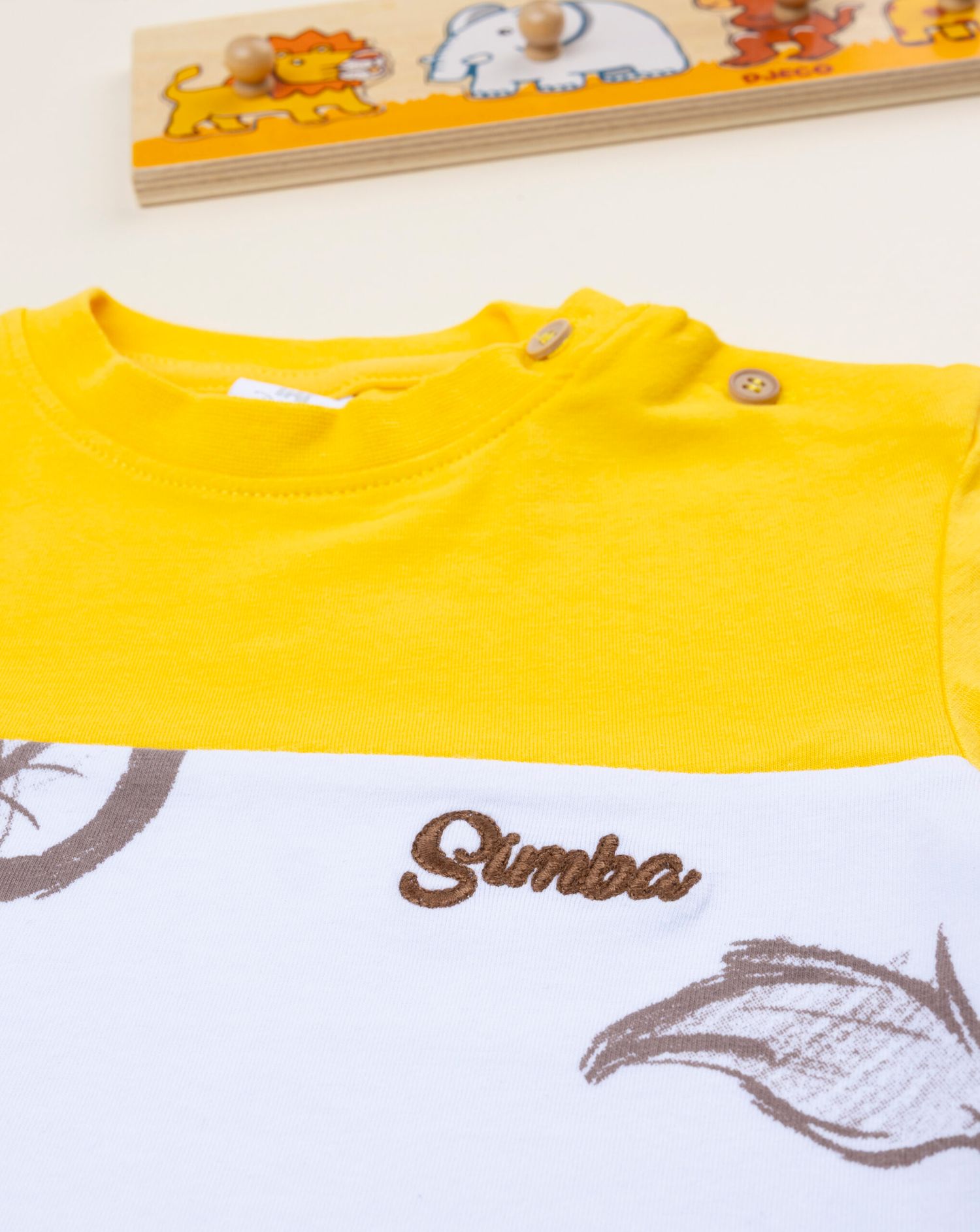 T-shirt bimbo re leone bianca/giallo