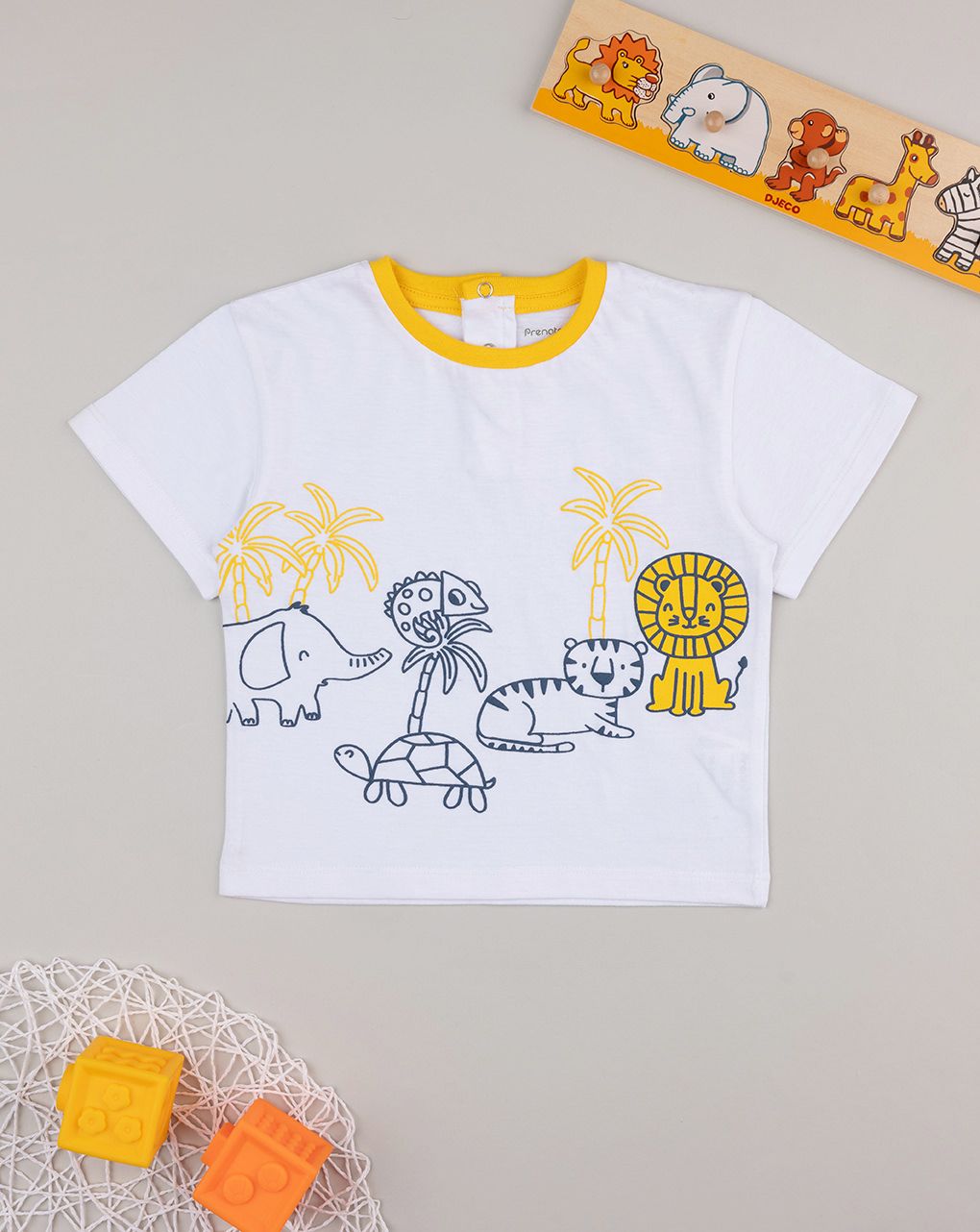 T-shirt bimbo bianco/giallo savana