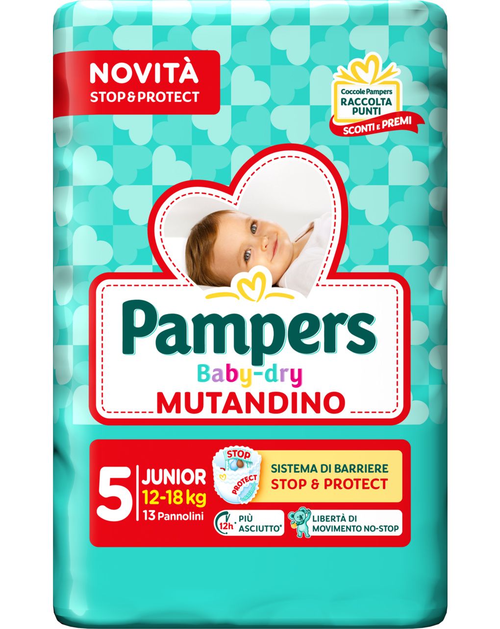Baby dry pannolino mutandina junior taglia 5 small pack 13 pezzi - pampers
