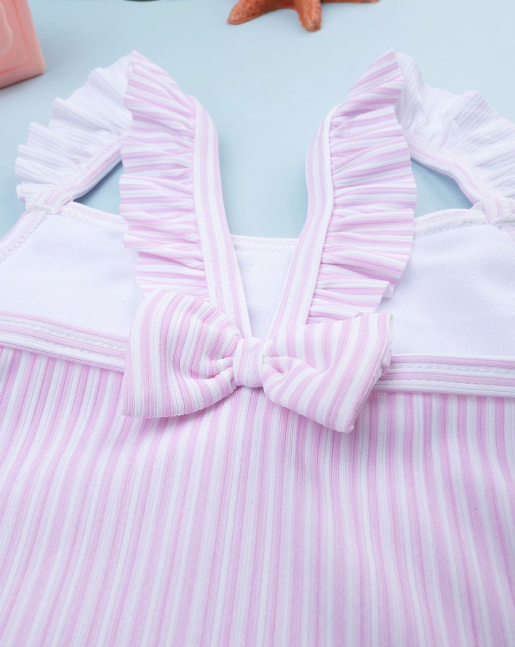 Costume intero bambina righe rosa