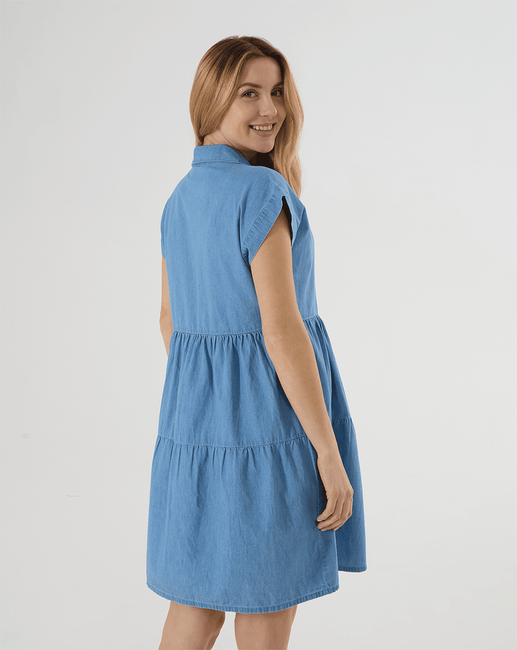 Abito corto premaman allattamento in chambray