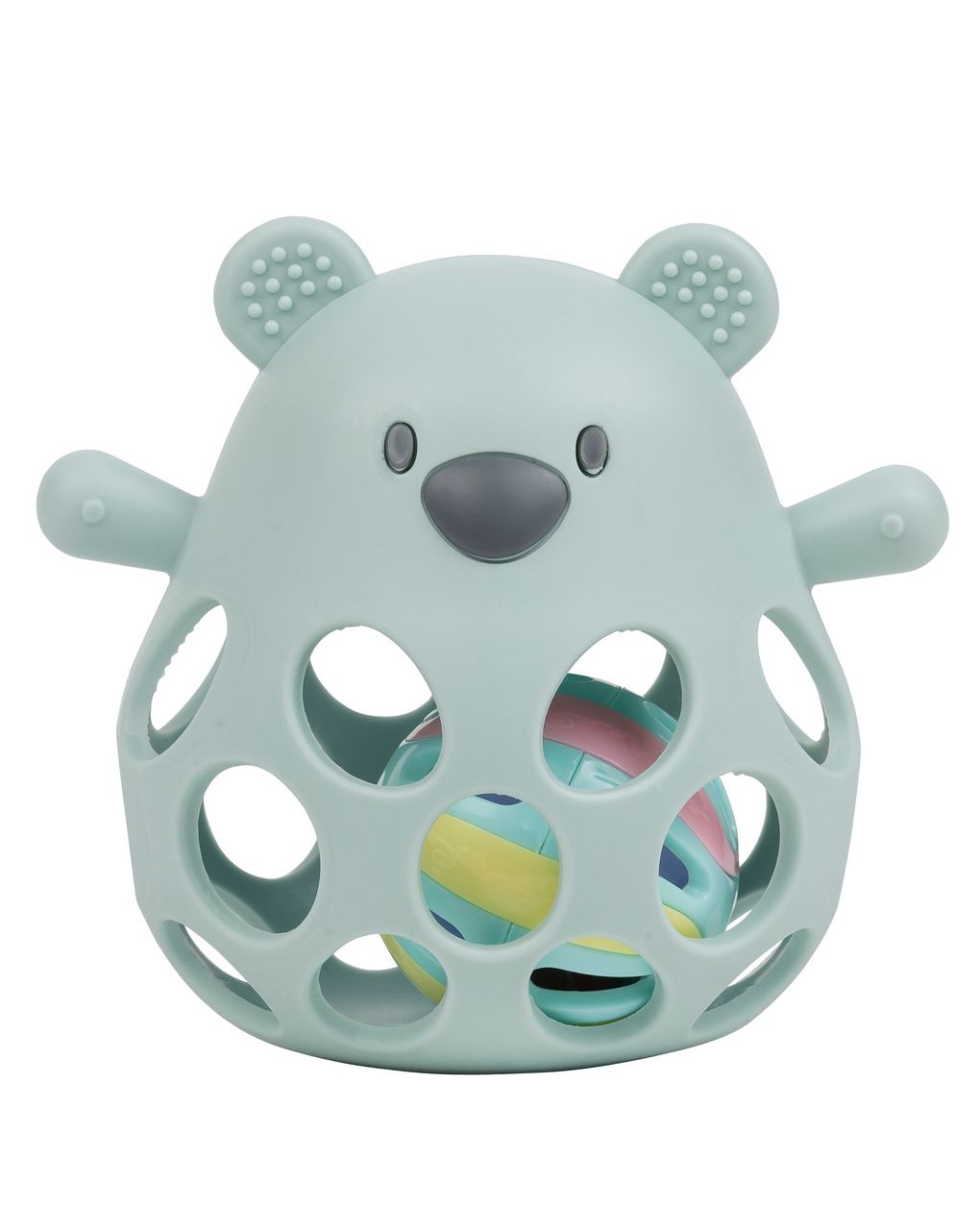 Sonaglio in silicone orso verde con pallina  - 0+ - nattou