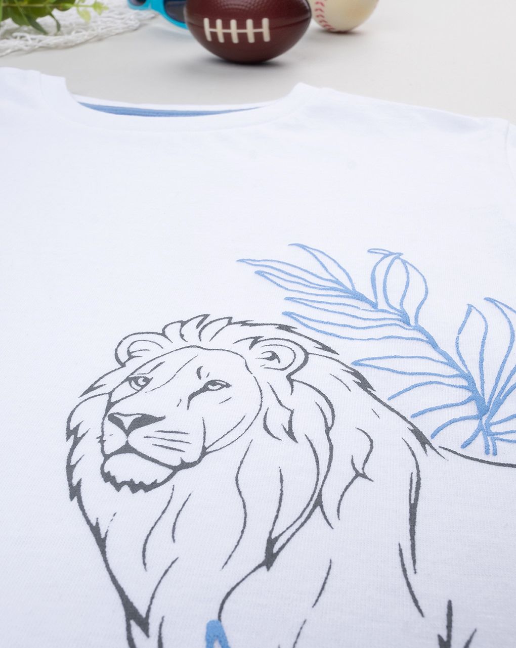 T-shirt bambino bianca/blu savana