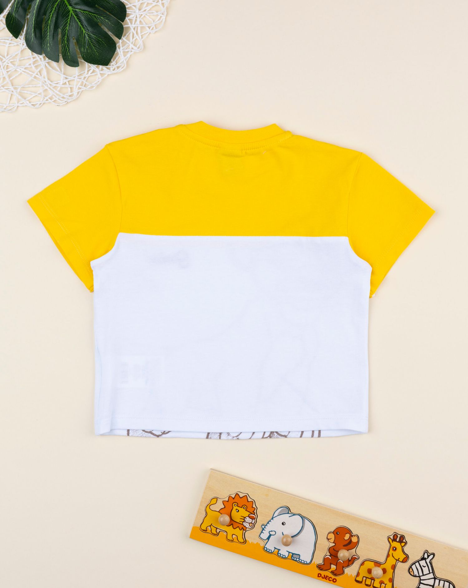 T-shirt bimbo re leone bianca/giallo