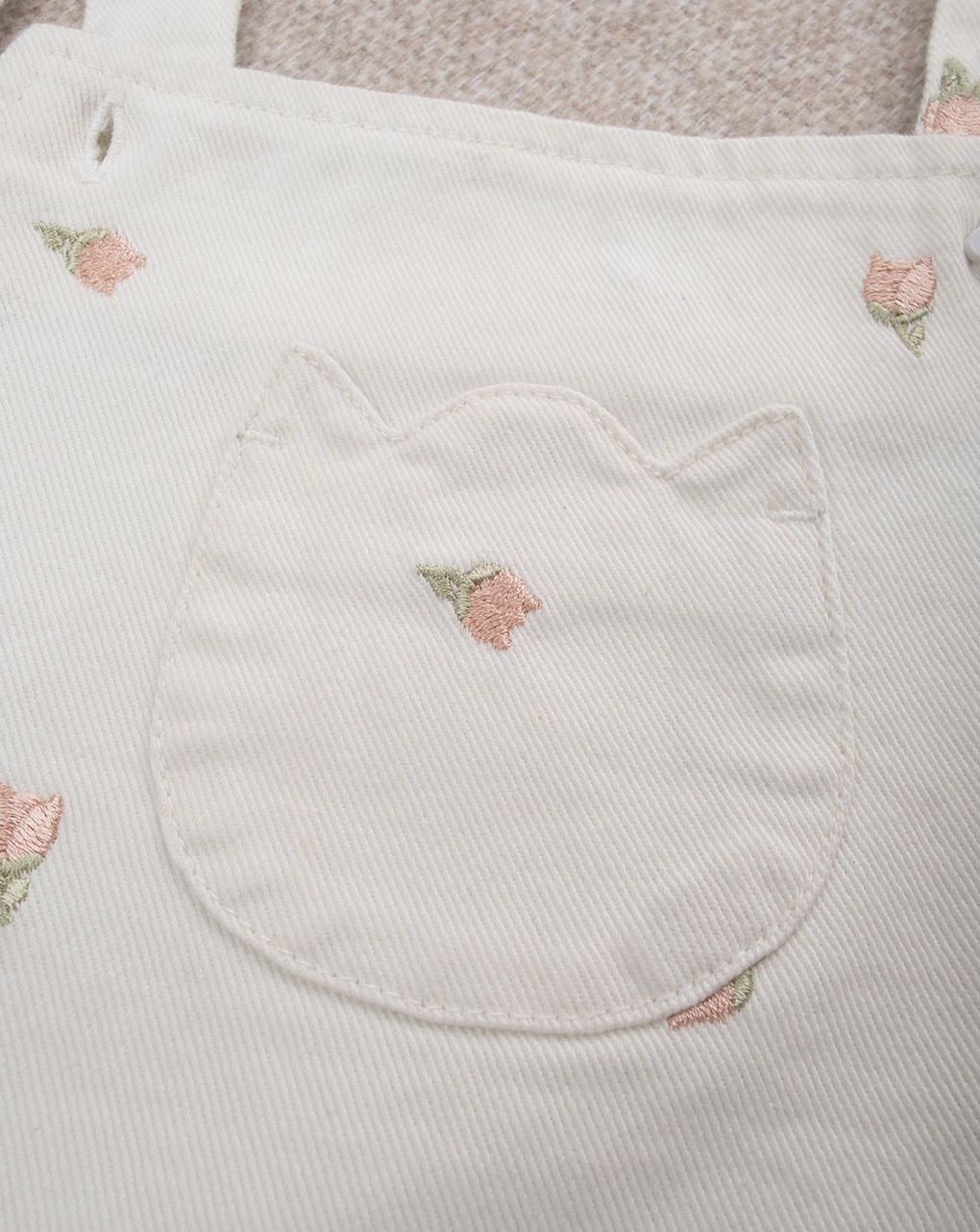 Salopette bimba panna con tulipani