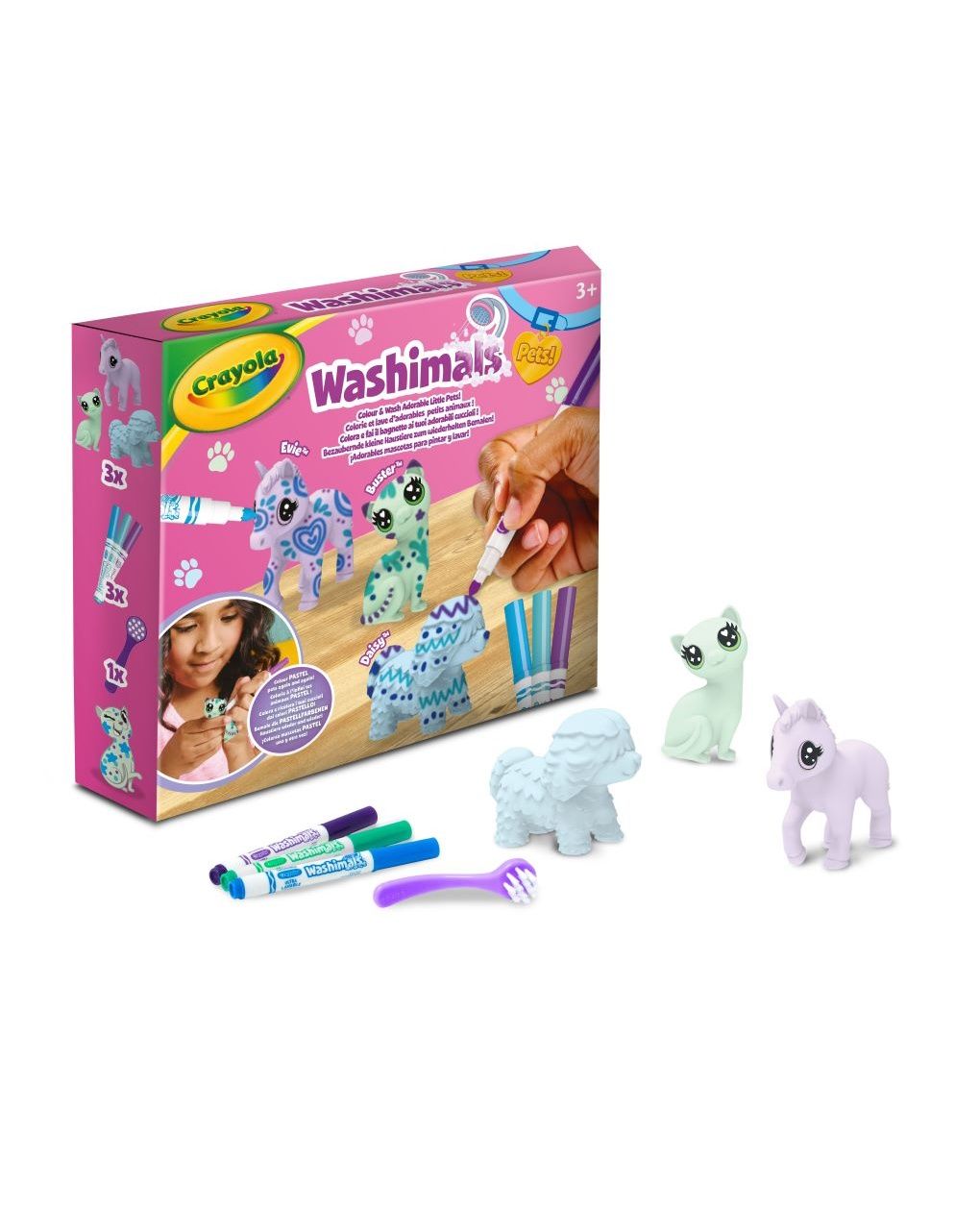 Washimals  pets set 3 cuccioli colori pastello - 3+ - crayola