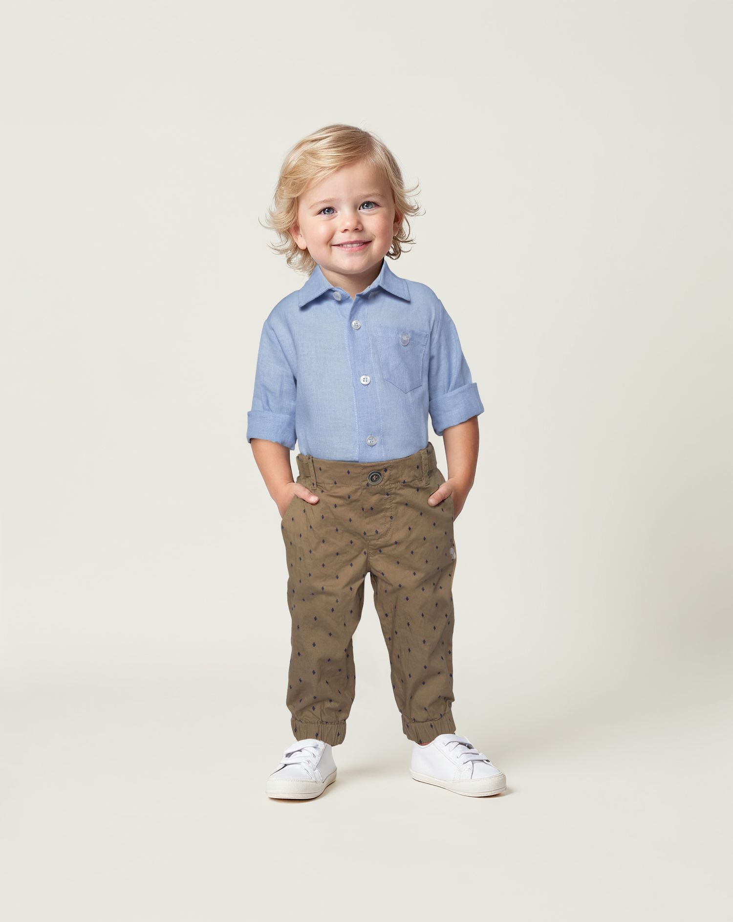 Pantalone premium marrone bimbo con allover