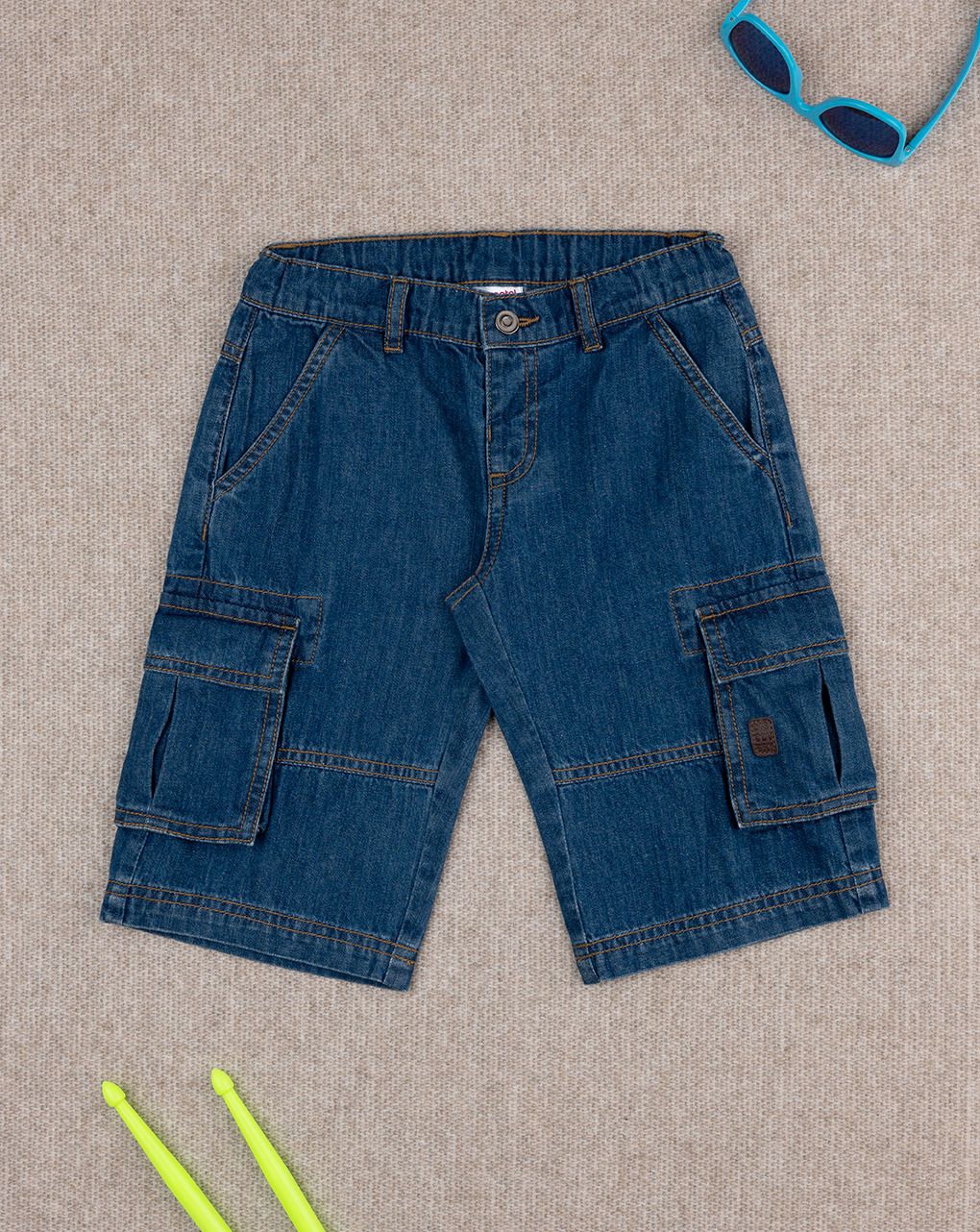 Bermuda denim bimbo con tasconi