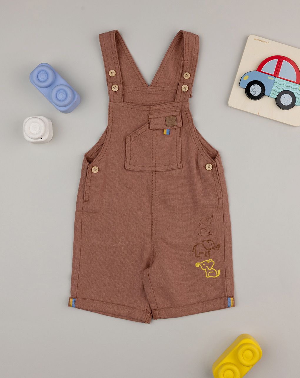 Salopette bimbo lino marrone