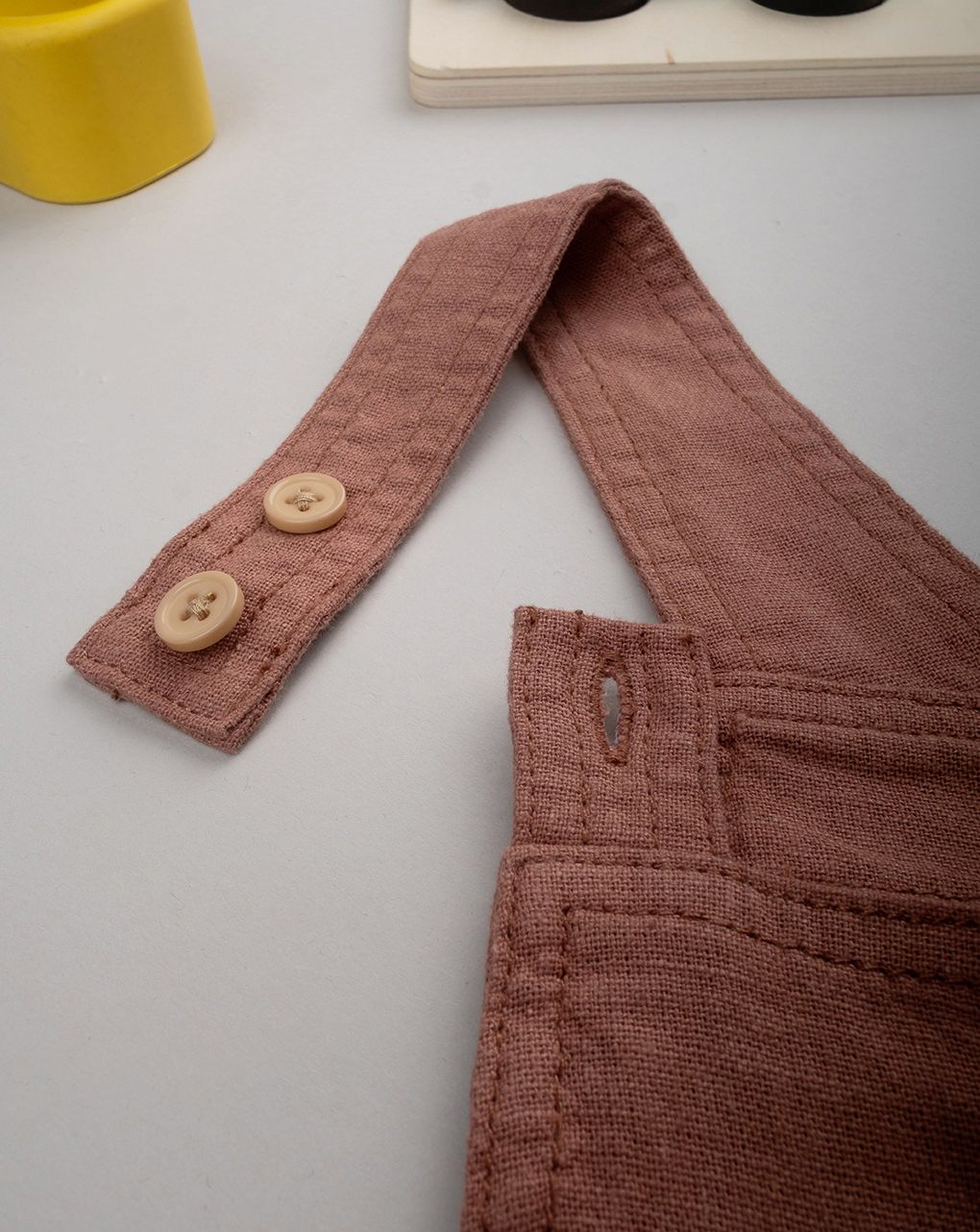 Salopette bimbo lino marrone