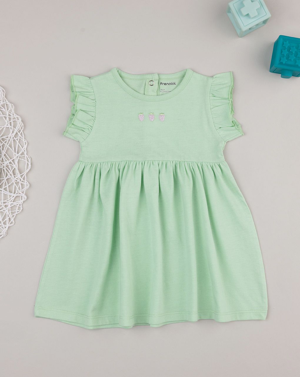 Abito bimba verde ricamo