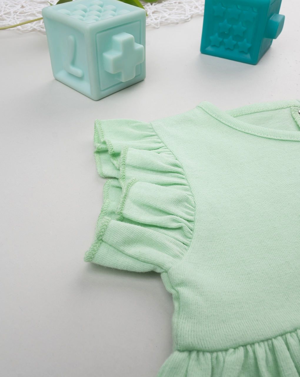 Abito bimba verde ricamo