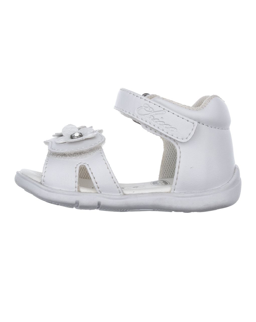 Sandalo goffry chicco bimba bianco con fiori