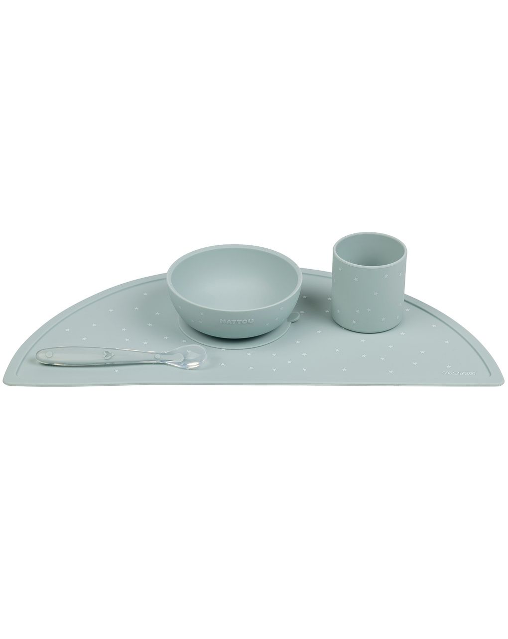 Set 4 pezzi pappa in silicone con set colore verde & stelline - nattou