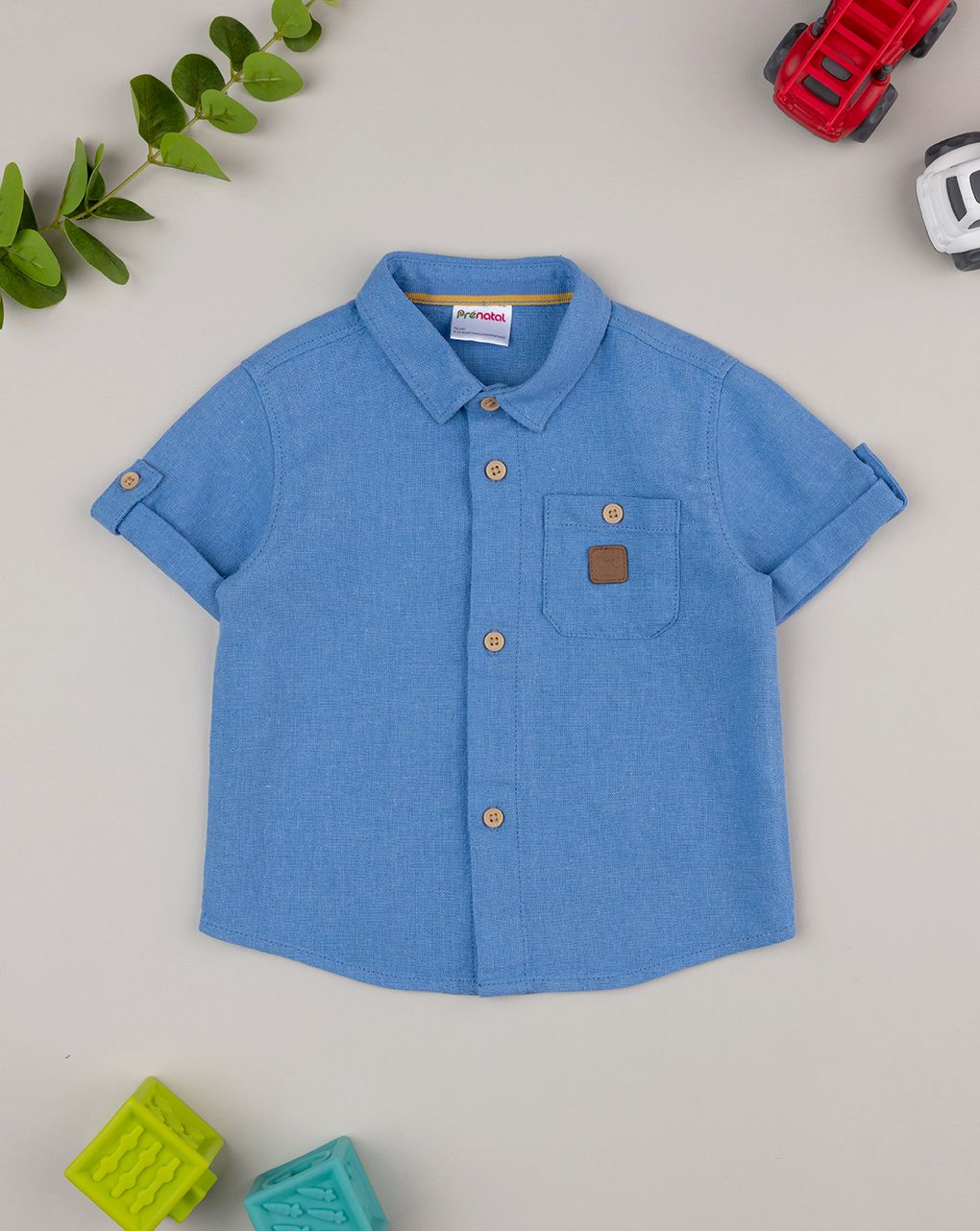 Camicia bimbo lino blu