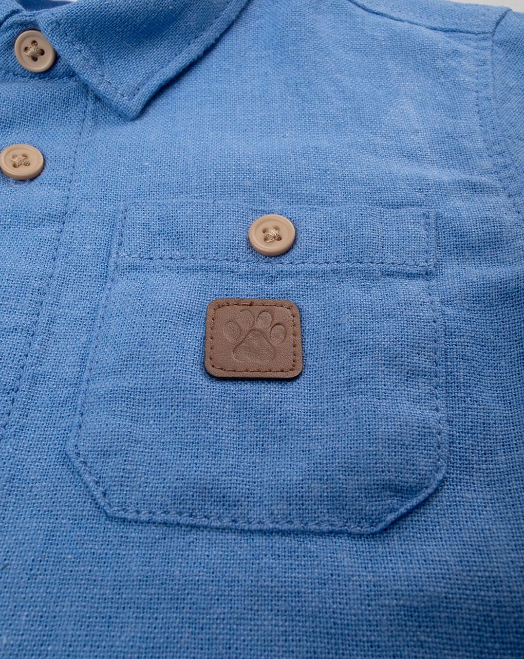 Camicia bimbo lino blu