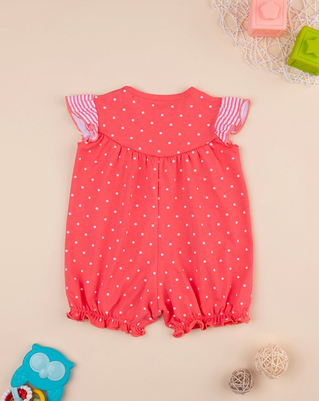 Pagliaccetto bimba corallo pois