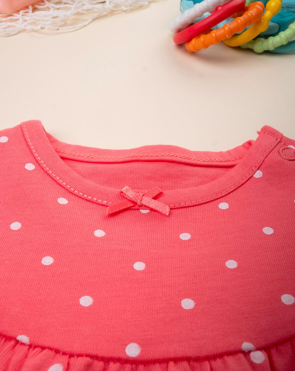 Pagliaccetto bimba corallo pois