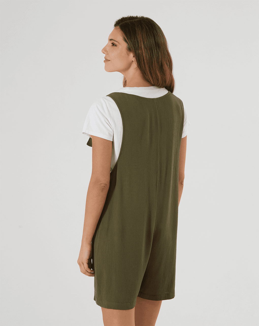 Salopette verde premaman allattamento