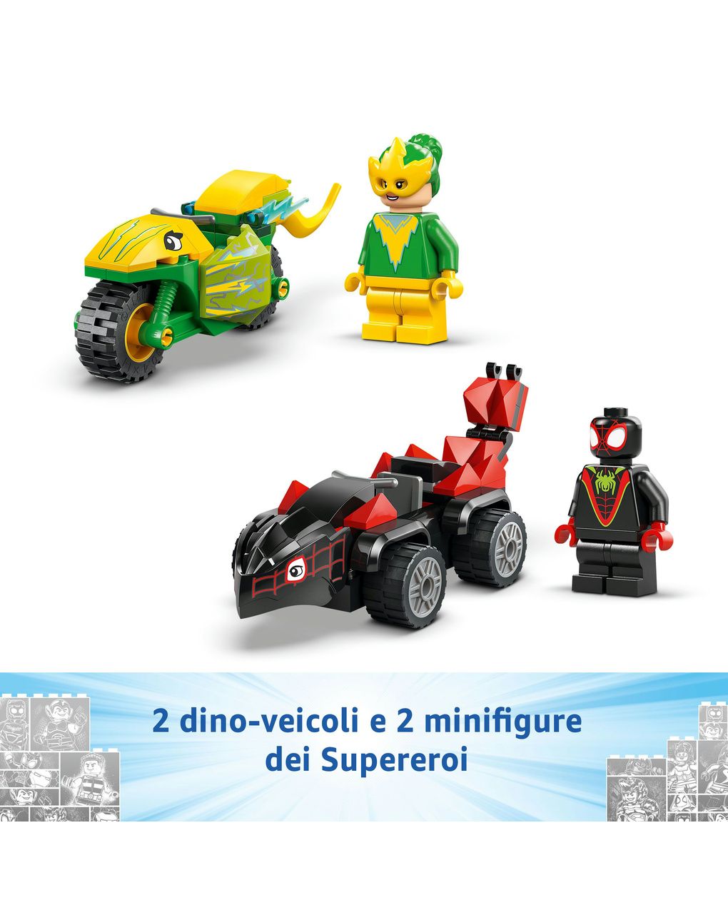 Inseguimento sui dino-veicoli di spin ed electro – 11198 – lego spidey e i suoi fantastici amici