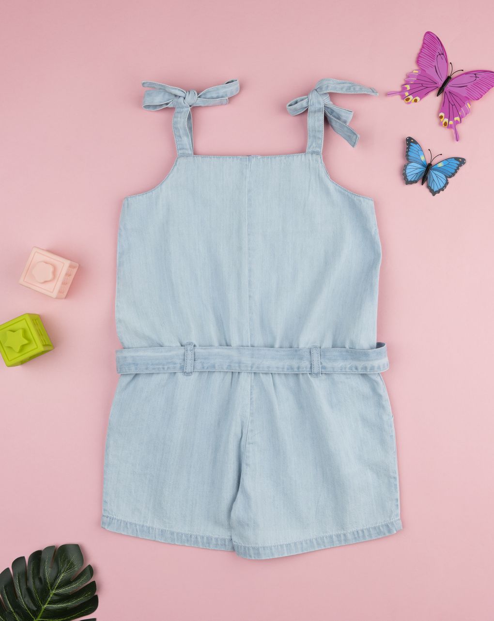 Tutina bimba denim farfalle
