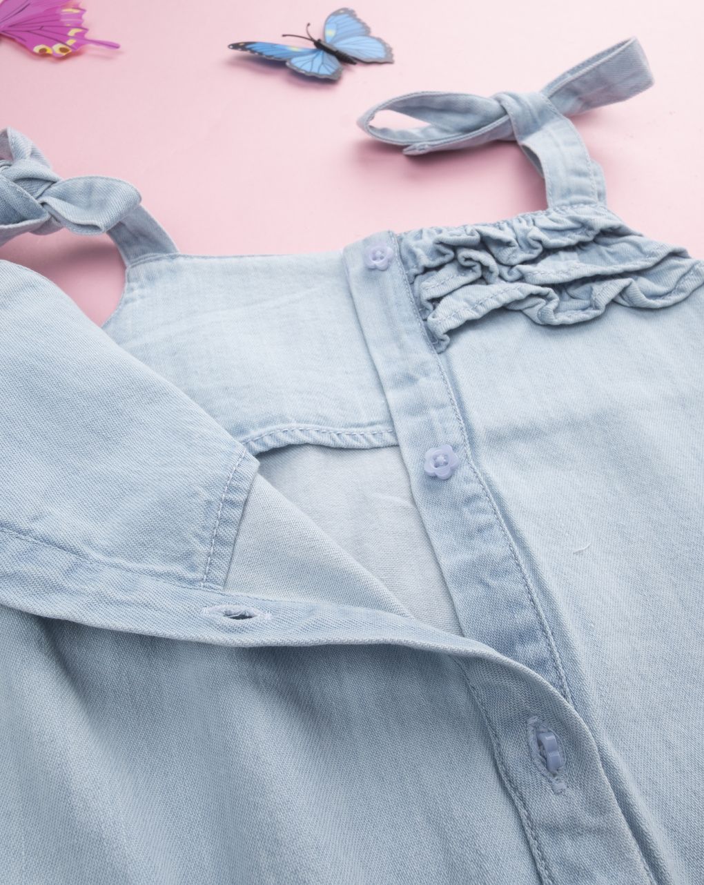 Tutina bimba denim farfalle
