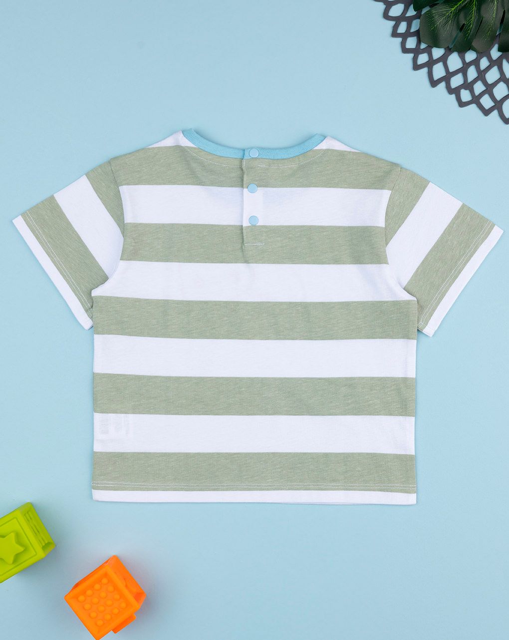 T-shirt bimbo bianco/verde tartaruga