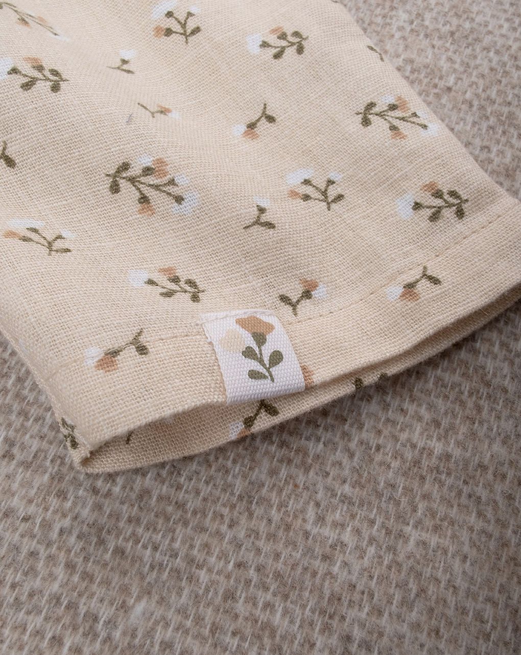 Tutina bimba in lino beige fiori allover