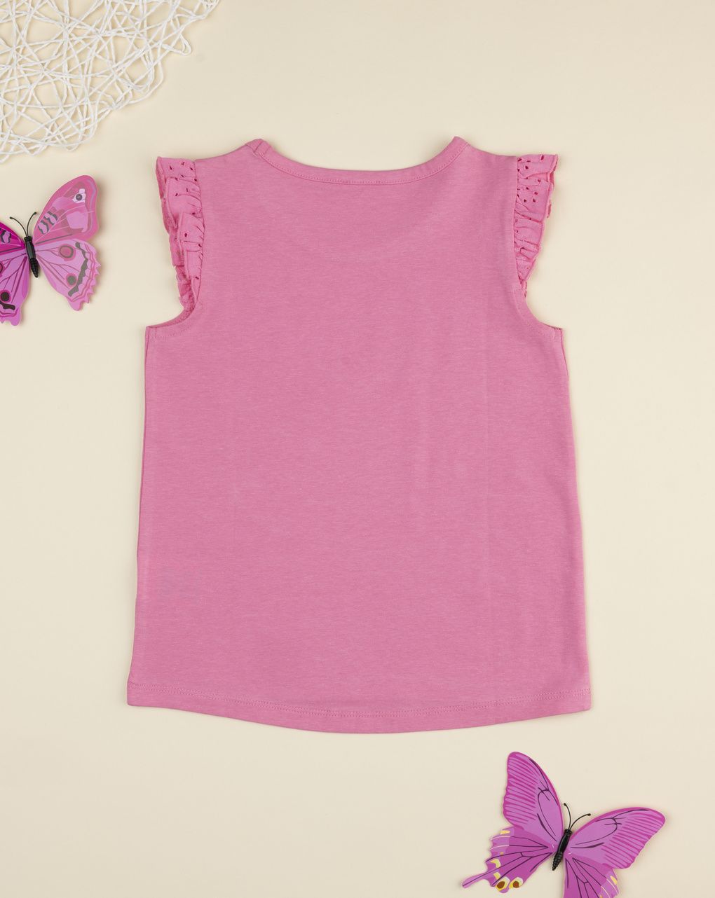 Canotta bambina rosa sangallo