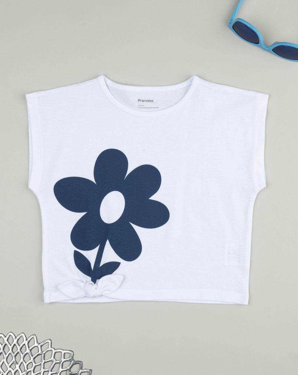 T-shirt bambina fiore blu
