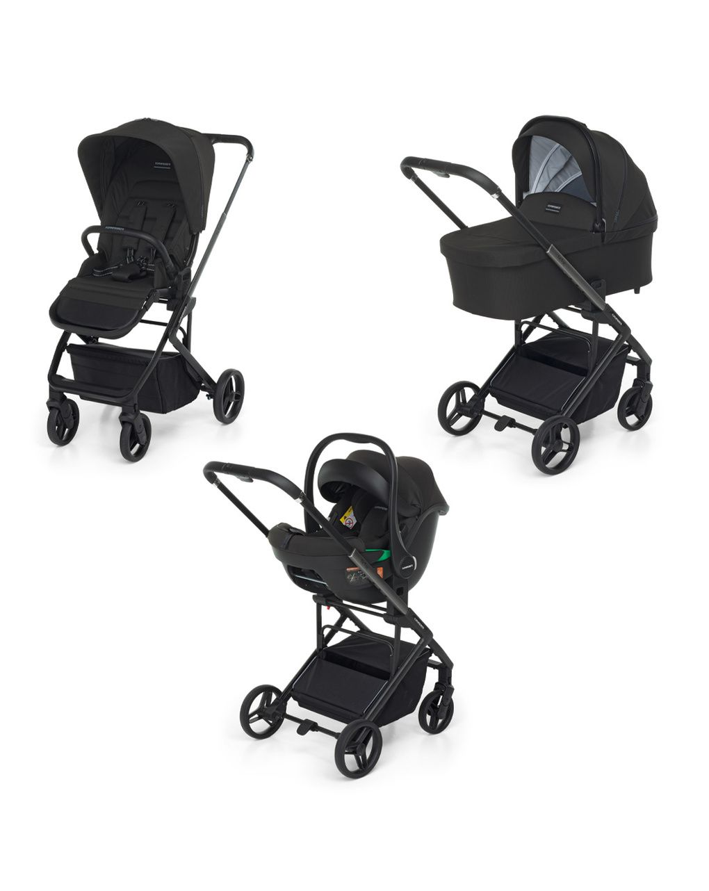 Trio tictoc ebony + seggiolino rek black+ adattatore - foppapedretti