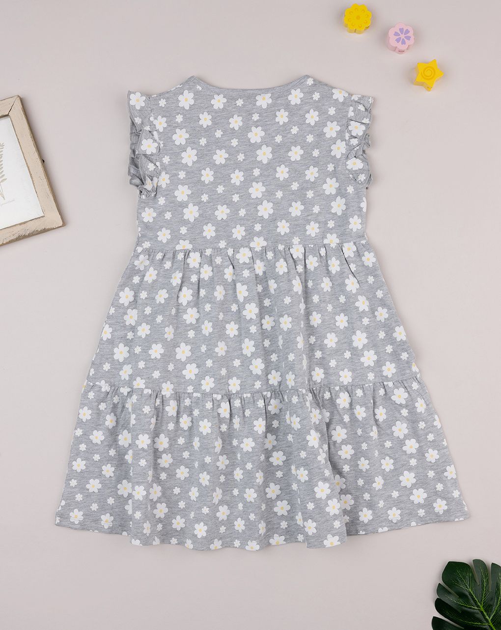Abito bambina grigio margherite