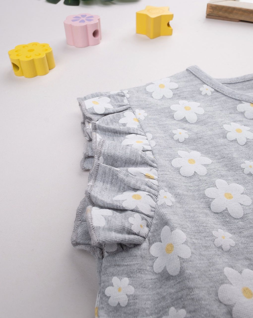 Abito bambina grigio margherite