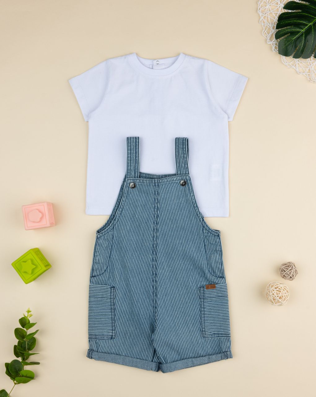 Completo bimbo salopette chambray