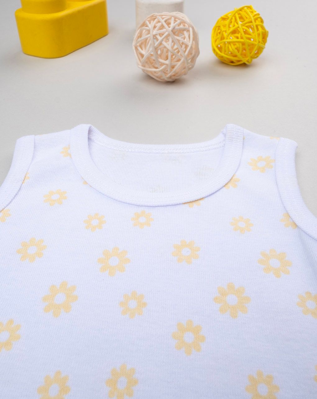 Body bimba bianco margherite gialle