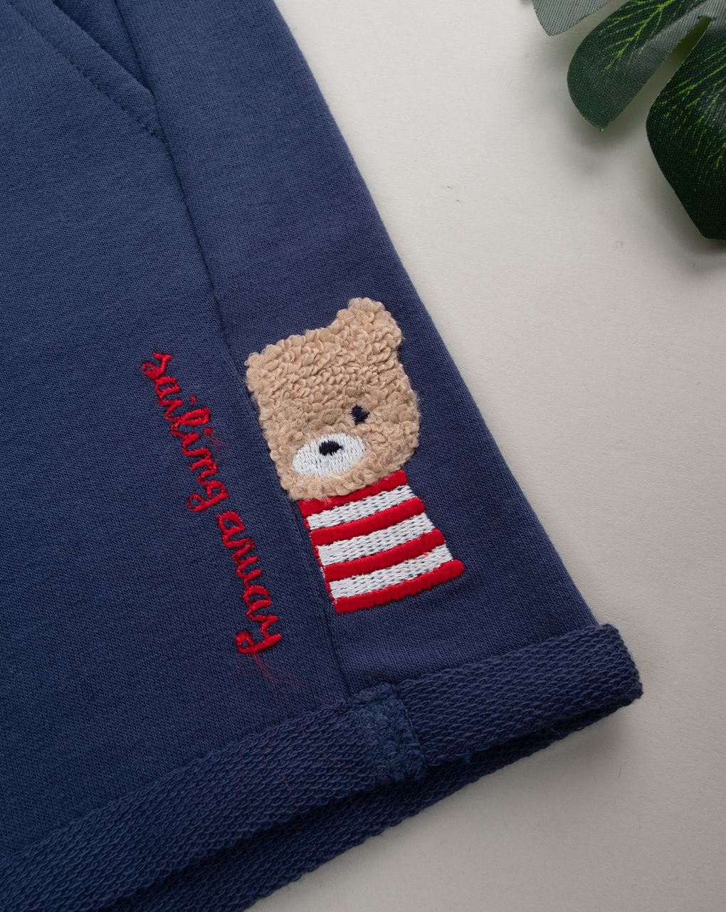 Shorts bimbo blu stampa orsetto