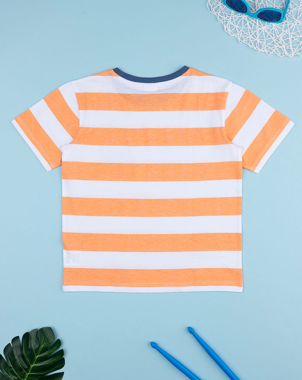 T-shirt bambino righe bianco/arancione