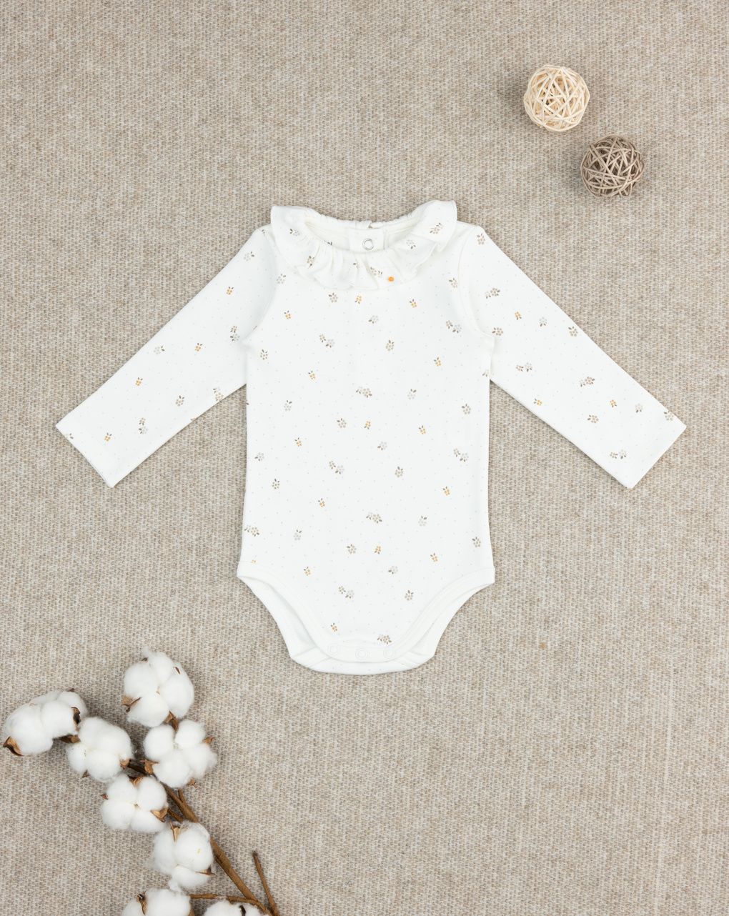 Body bimba bianco colletto a scialle