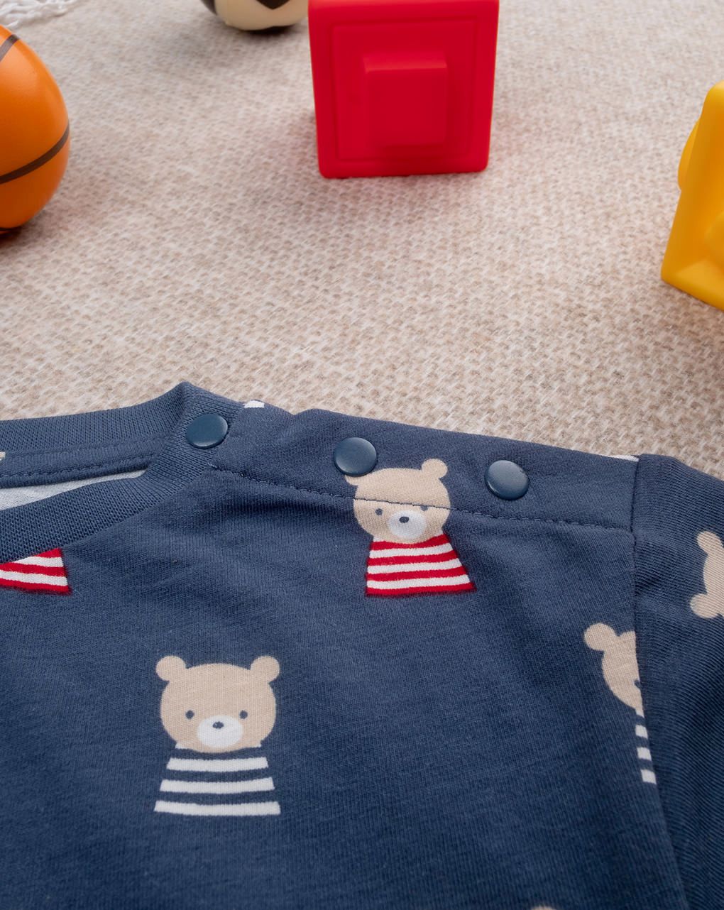 Completo bimbo blu/rosso orsetti